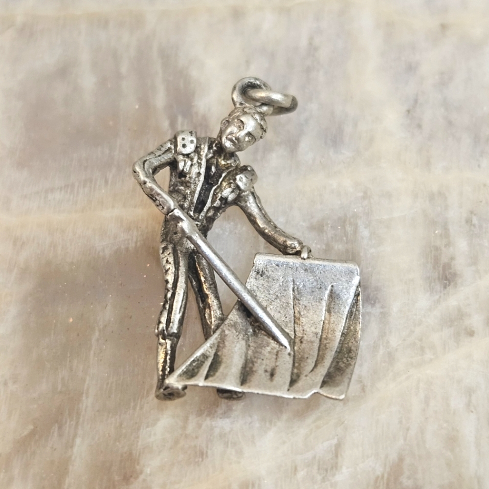 Vintage Male Matador Sterling Silver Bullfighter 925 Spain Charm Pendant